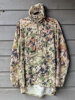 Sitka Merino Wool 1/4 Zip Camo Hoodie Gore Optifade SubAlpine Size XL